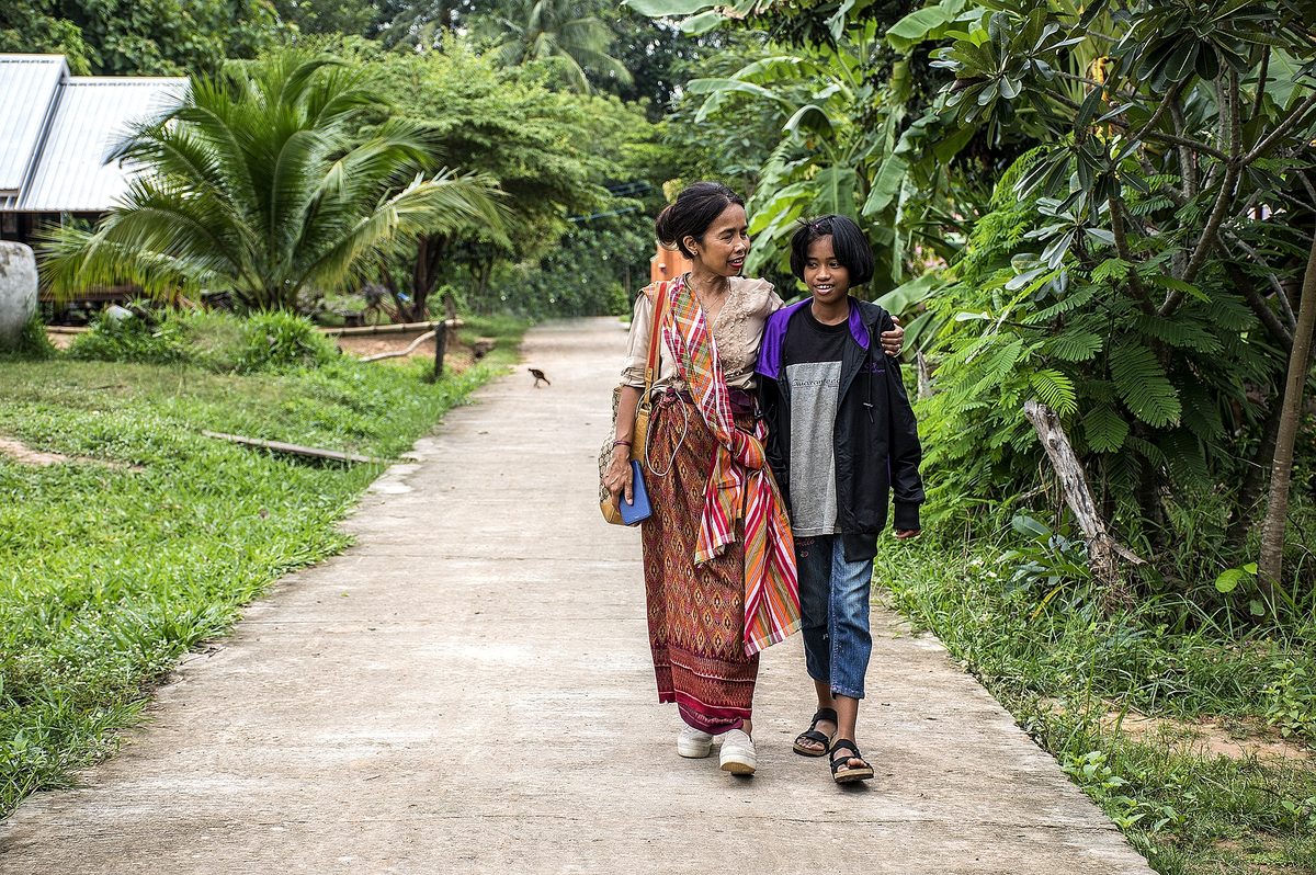 Walking through a rural Thai village
